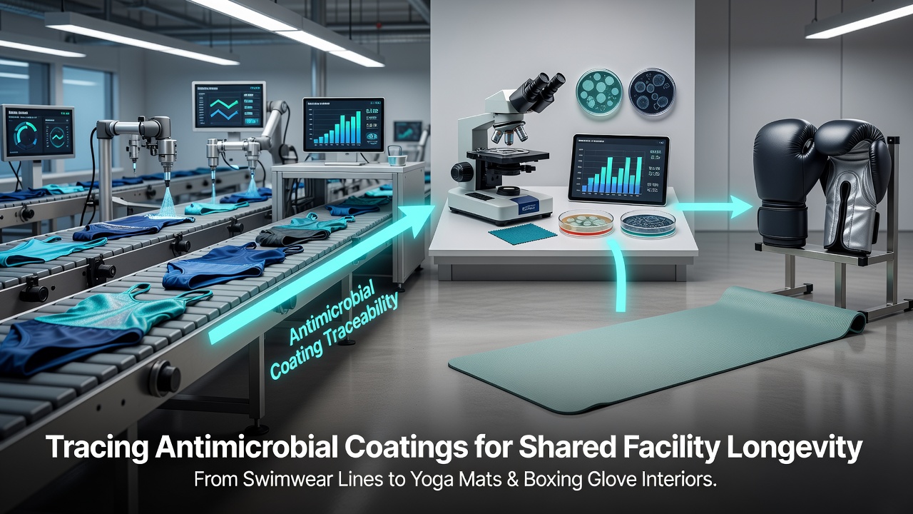 Antimicrobial coating application process on swimwear fabric during manufacturing