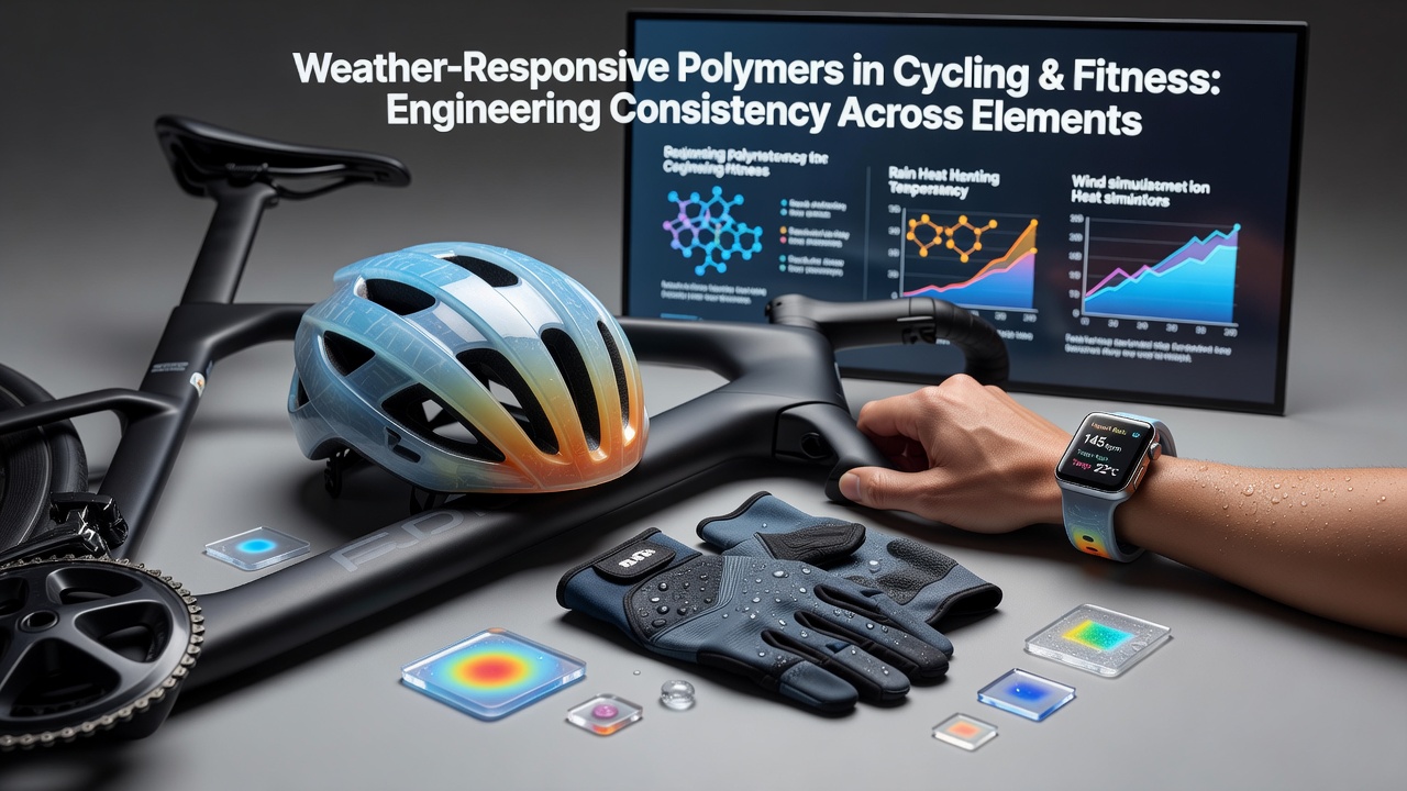 Weather-responsive polymer materials integrated into cycling handlebars and fitness monitoring bands showing temperature-adaptive properties